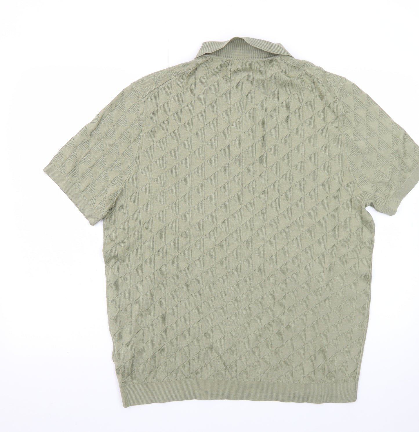 Marks and Spencer Autograph Green Cotton Argyle Polo Shirt L Regular Fit