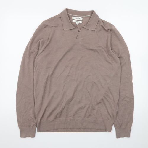 Marks and Spencer Autograph Men's Beige Merino Wool Long Sleeve Polo M