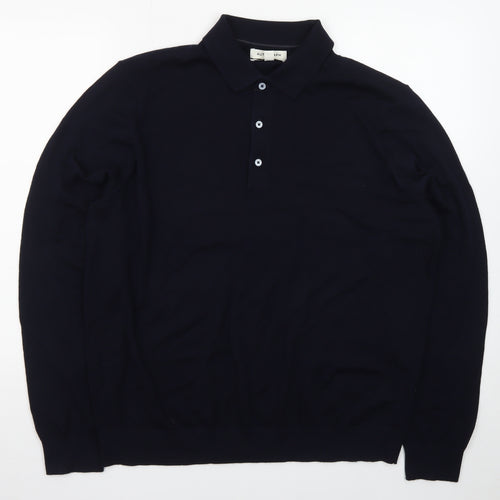 Marks and Spencer Men’s Black XL Wool Collared Pullover Jumper