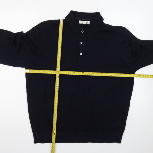 Marks and Spencer Men’s Black XL Wool Collared Pullover Jumper