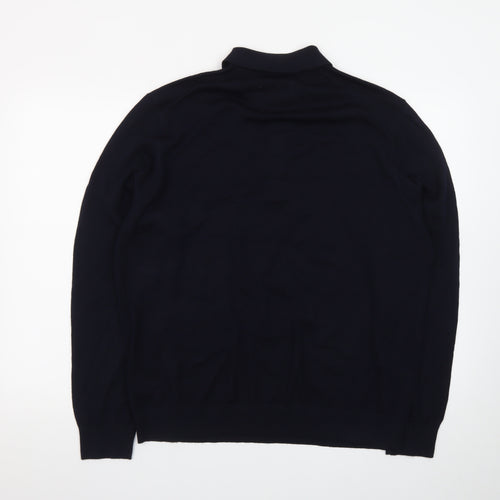 Marks and Spencer Men’s Black XL Wool Collared Pullover Jumper