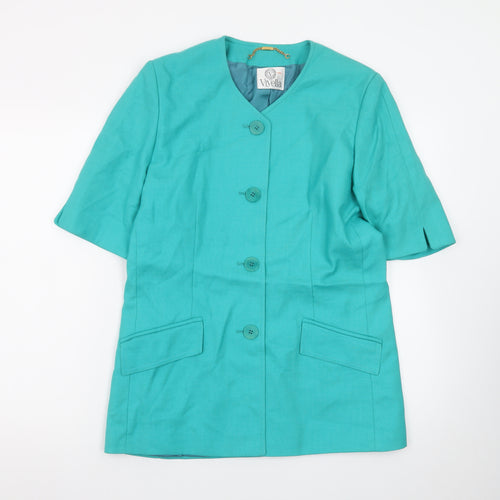Viyella Women's Green Wool Blend Short Sleeve Blazer Size 10