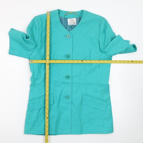 Viyella Women's Green Wool Blend Short Sleeve Blazer Size 10