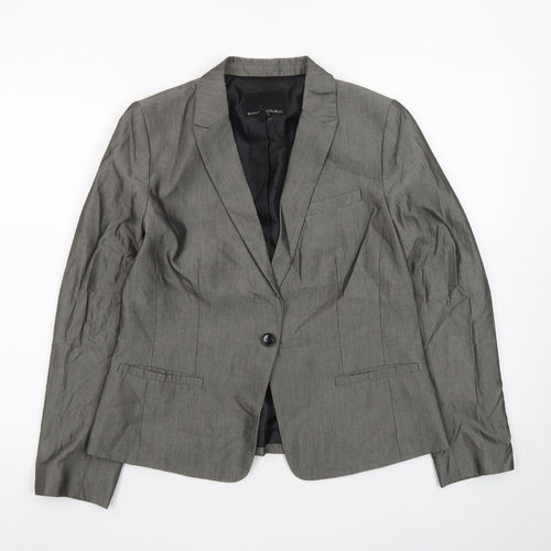 Banana Republic Women Grey Petite 8 Classic Single-Breasted Blazer