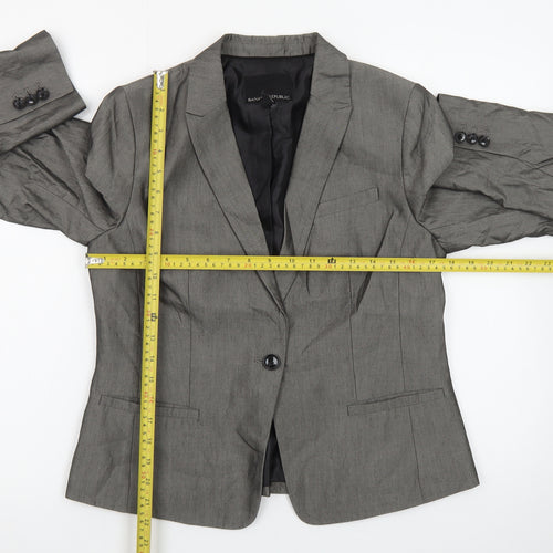 Banana Republic Women Grey Petite 8 Classic Single-Breasted Blazer