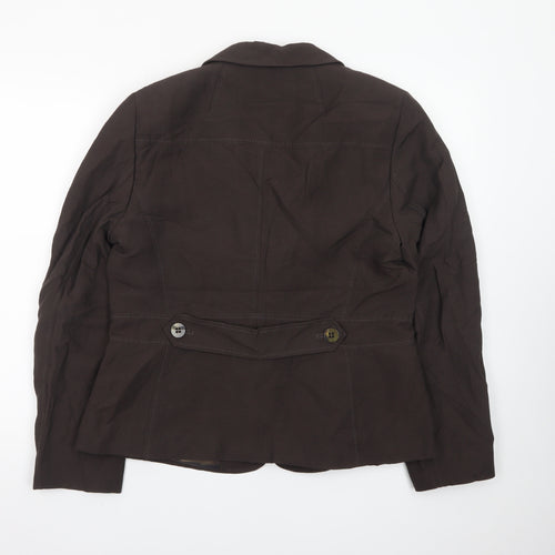 Planet Womens Brown Linen Viscose Blazer UK 14 Single-Breasted Jacket