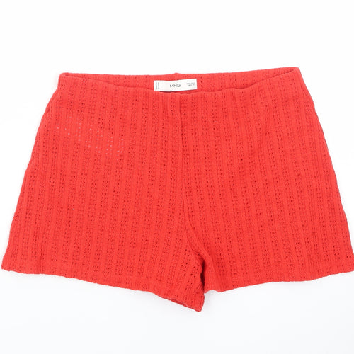 MNG Women's Red Crochet Hot Pants Shorts Size S