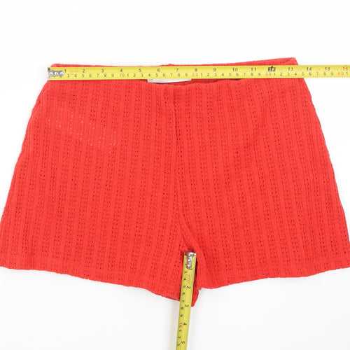 MNG Women's Red Crochet Hot Pants Shorts Size S