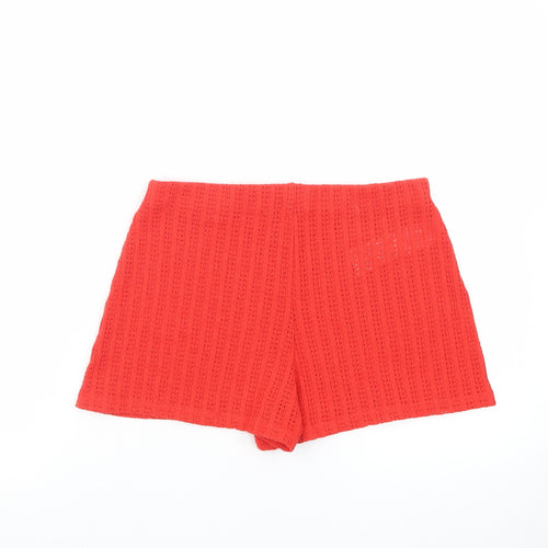 MNG Women's Red Crochet Hot Pants Shorts Size S