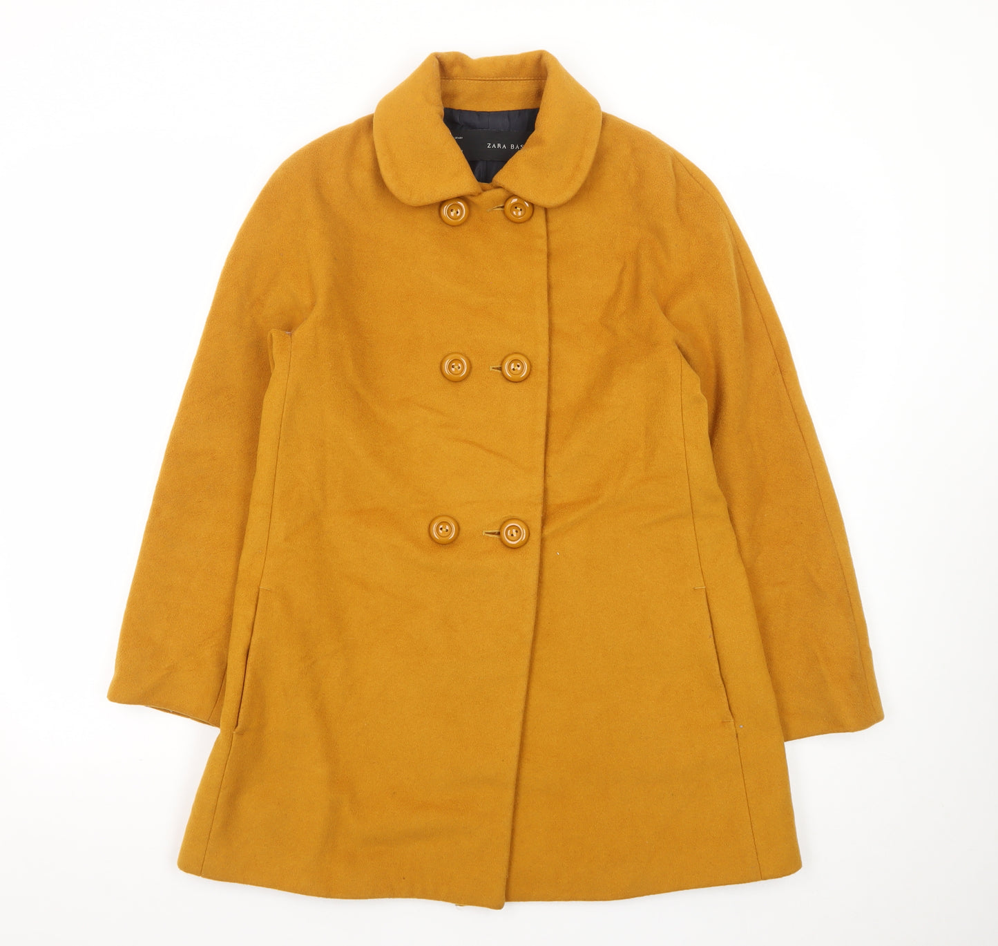 Zara Basic Women's Yellow Wool Pea Coat Size S