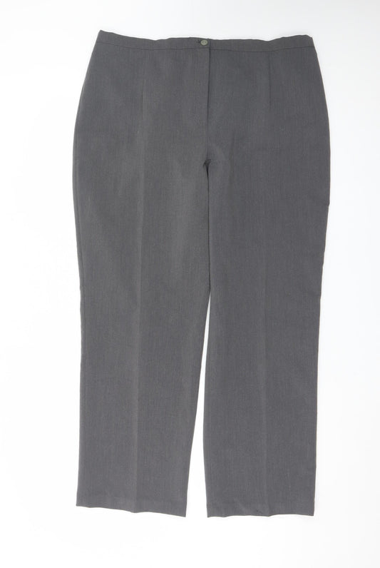 Bassini Women's Grey Straight Leg Stretch Trousers Size 18