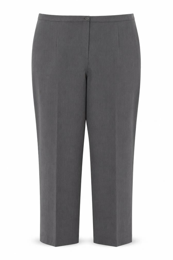 Front view of Bassini Women's Grey Straight Leg Stretch Trousers, size 18