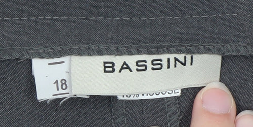 Bassini Women's Grey Straight Leg Stretch Trousers Size 18
