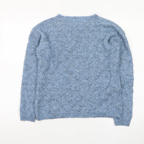 Fat Face Women Blue Chunky Knit Crew Neck Jumper Size 8