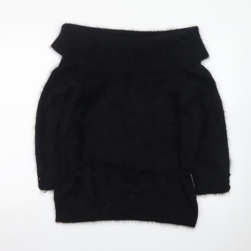 Monsoon Women's Black Angora Mix Cowl Neck Long Sleeve Jumper Size 20