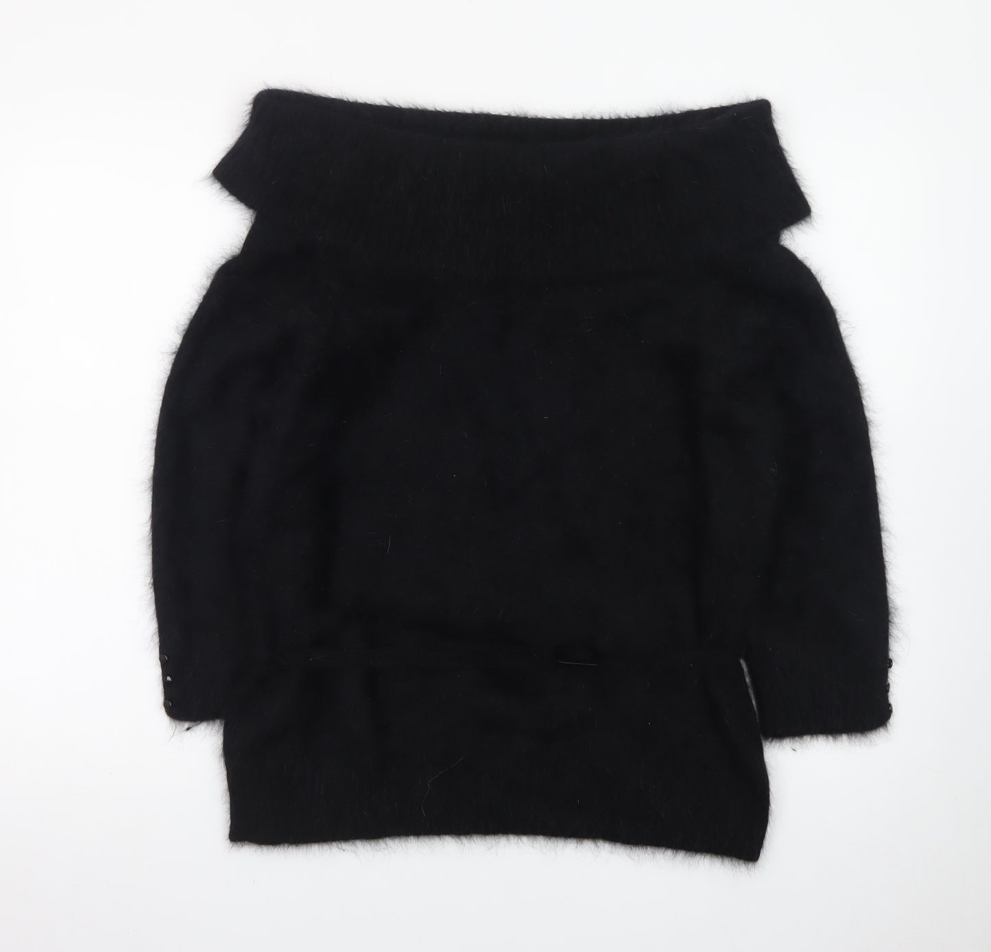 Monsoon Women's Black Angora Mix Cowl Neck Long Sleeve Jumper Size 20