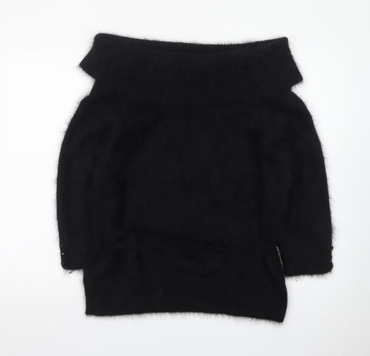 Monsoon Women's Black Angora Mix Cowl Neck Long Sleeve Jumper Size 20