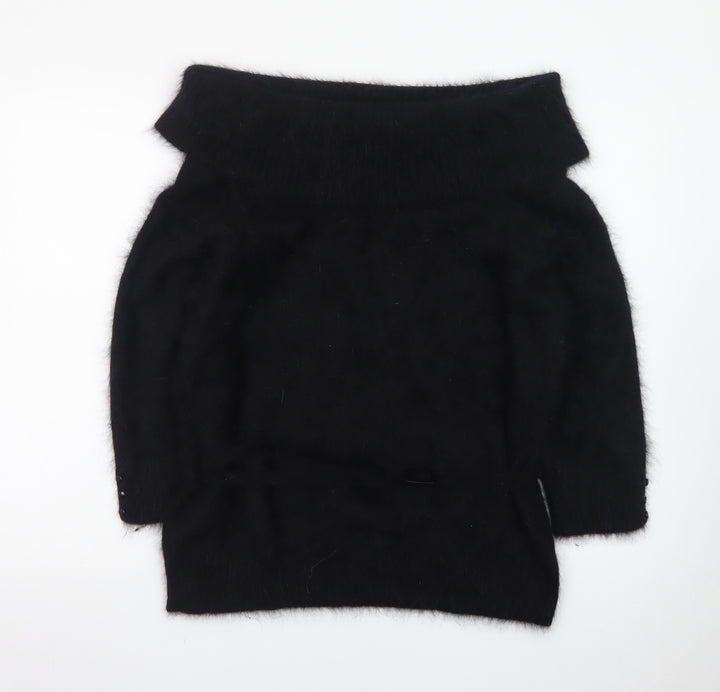 Monsoon Women's Black Angora Mix Cowl Neck Long Sleeve Jumper Size 20