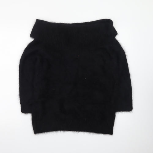 Monsoon Women's Black Angora Mix Cowl Neck Long Sleeve Jumper Size 20