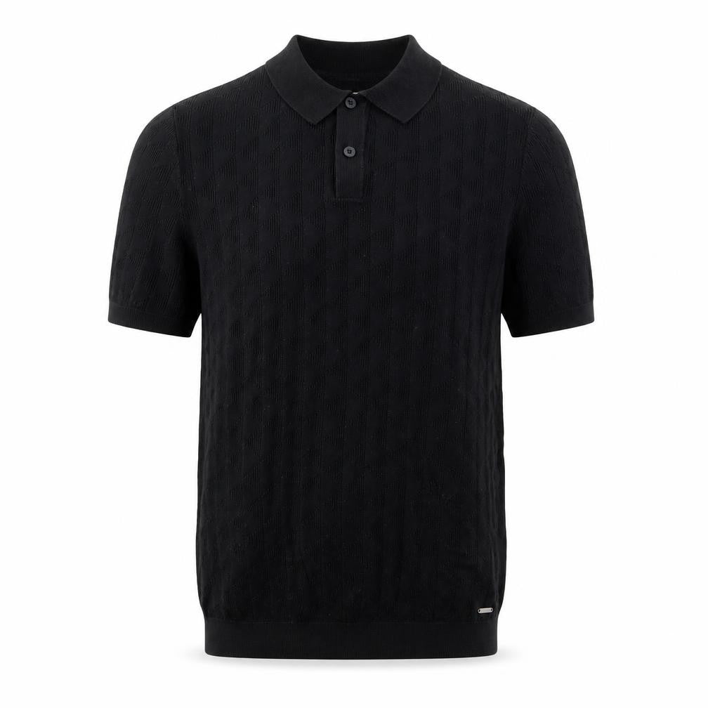 Front view of Marks & Spencer Autograph Men's Black L Collared Cotton Knit Jumper
