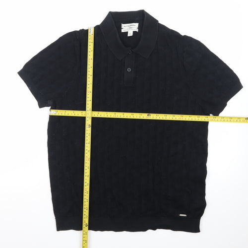 Marks and Spencer Autograph Men's Black L Collared Cotton Knit Jumper