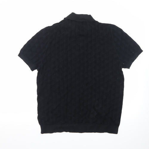 Marks and Spencer Autograph Men's Black L Collared Cotton Knit Jumper