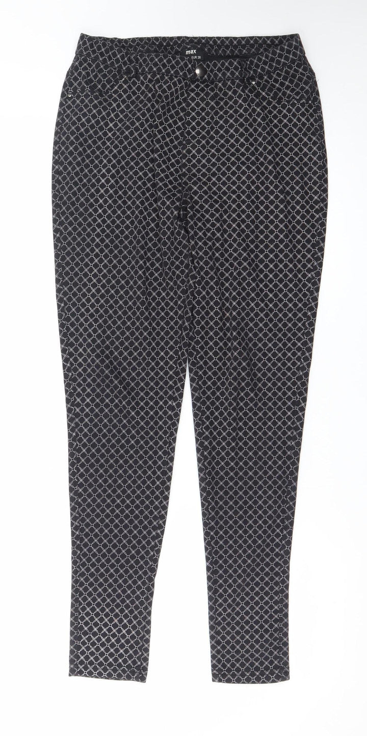 Max Women’s Black Geometric Stretch Skinny Trousers Size 12