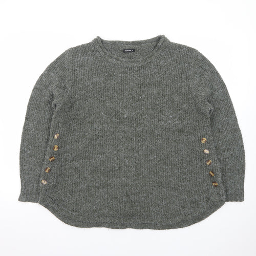 Roman Women Grey Button Accent Long Sleeve Knit Jumper Size 16