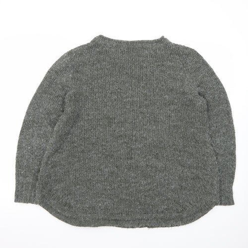 Roman Women Grey Button Accent Long Sleeve Knit Jumper Size 16