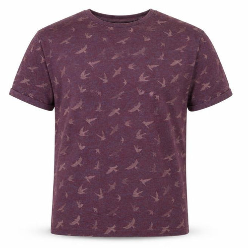 Next Men's Burgundy Bird Print Relaxed Fit T-Shirt Size M