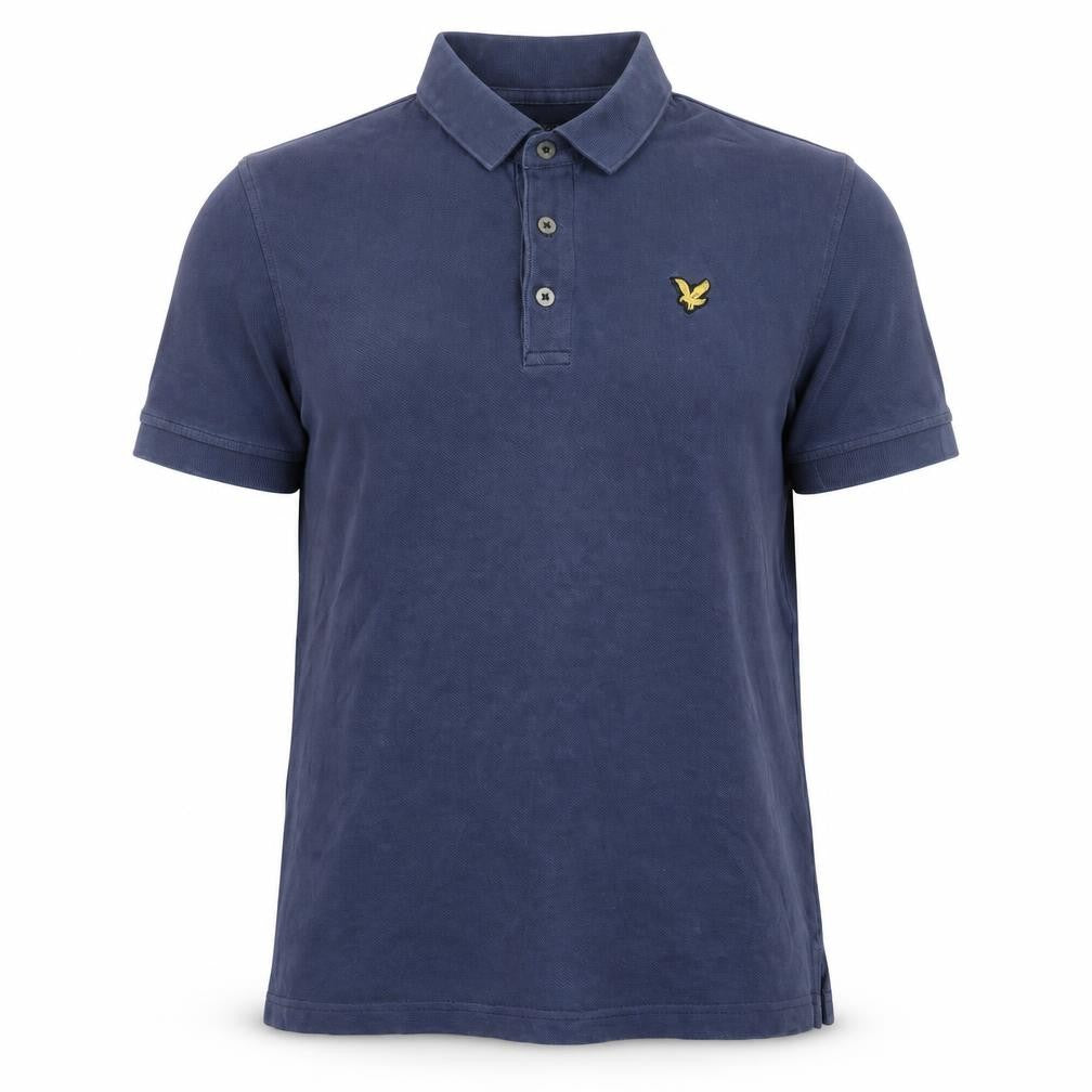Front view of Lyle & Scott Men's Blue Cotton Polo Shirt, size L
