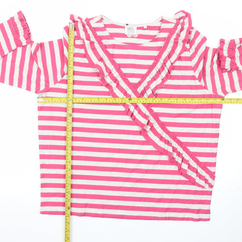 Cape Cove Womens Pink Striped Cotton Wrap Long Sleeve Top XL