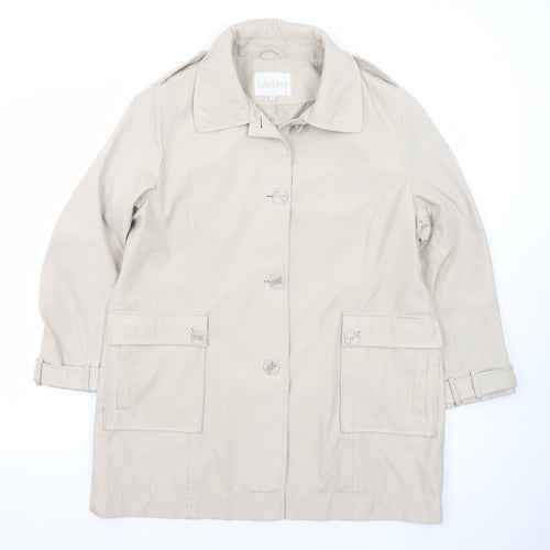 Lakeland Women's Beige Trench Coat Size 16 Collared Mid-Length