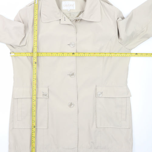 Lakeland Women's Beige Trench Coat Size 16 Collared Mid-Length