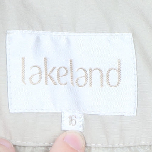 Lakeland Women's Beige Trench Coat Size 16 Collared Mid-Length