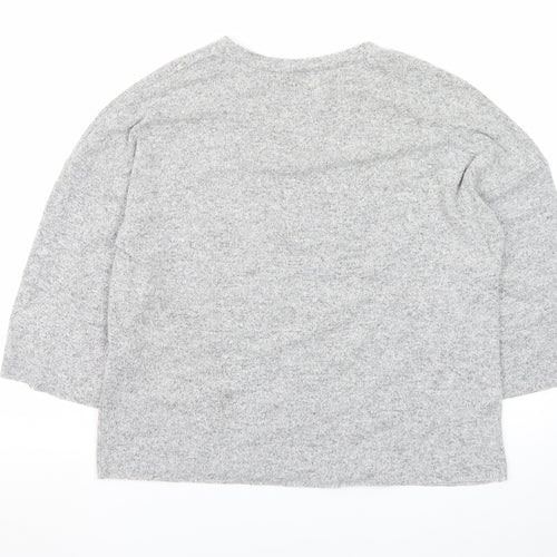 Zara Women Grey Beaded Knit Pullover Jumper Size M