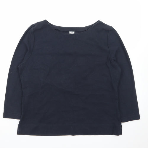 Peruvian Connection Womens Navy Blue L Pullover Boat Neck Cotton Jumper