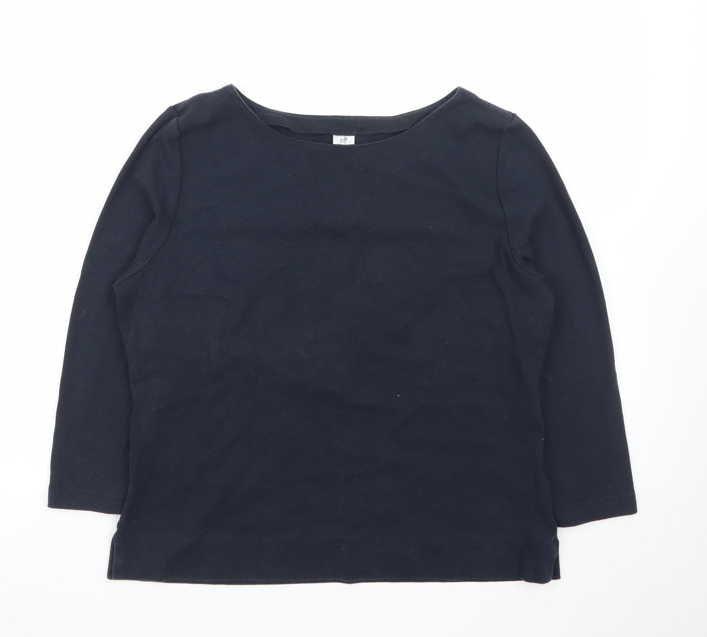 Peruvian Connection Womens Navy Blue L Pullover Boat Neck Cotton Jumper