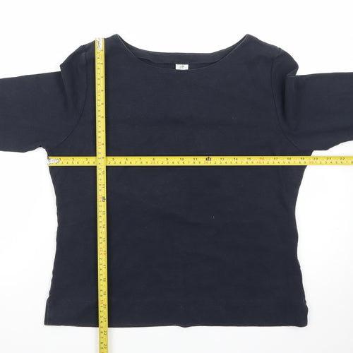 Peruvian Connection Womens Navy Blue L Pullover Boat Neck Cotton Jumper