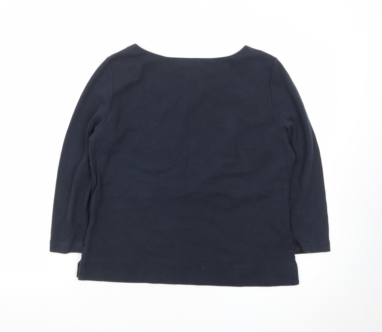 Peruvian Connection Womens Navy Blue L Pullover Boat Neck Cotton Jumper