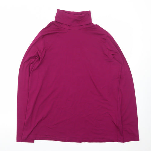 Lands' End Women's Purple Roll Neck Long Sleeve Jersey Top XL