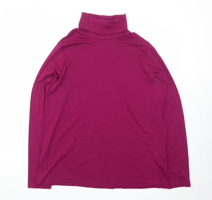 Lands' End Women's Purple Roll Neck Long Sleeve Jersey Top XL