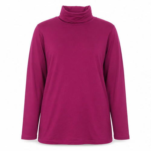 Lands' End Women's Purple Roll Neck Long Sleeve Jersey Top XL