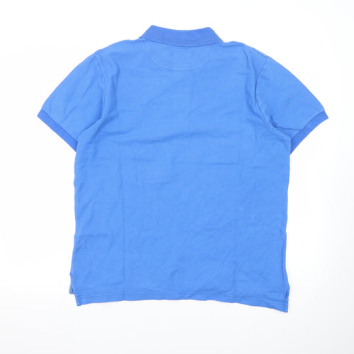 Tyrwhitt Men's Blue Cotton Short Sleeve Polo Shirt M