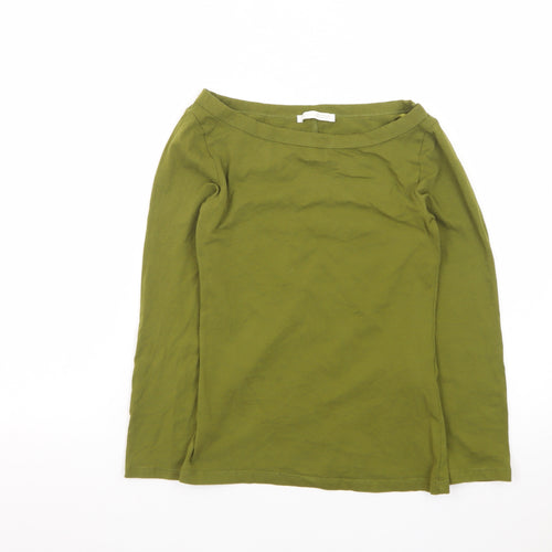 Zara Women's Green Long Sleeve Cotton Basic T-Shirt Size M