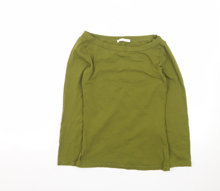 Zara Women's Green Long Sleeve Cotton Basic T-Shirt Size M