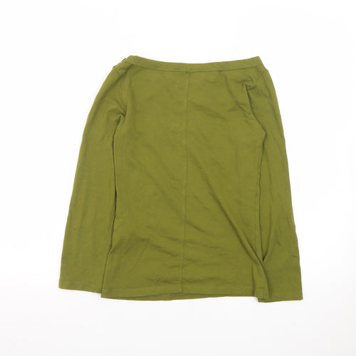 Zara Women's Green Long Sleeve Cotton Basic T-Shirt Size M