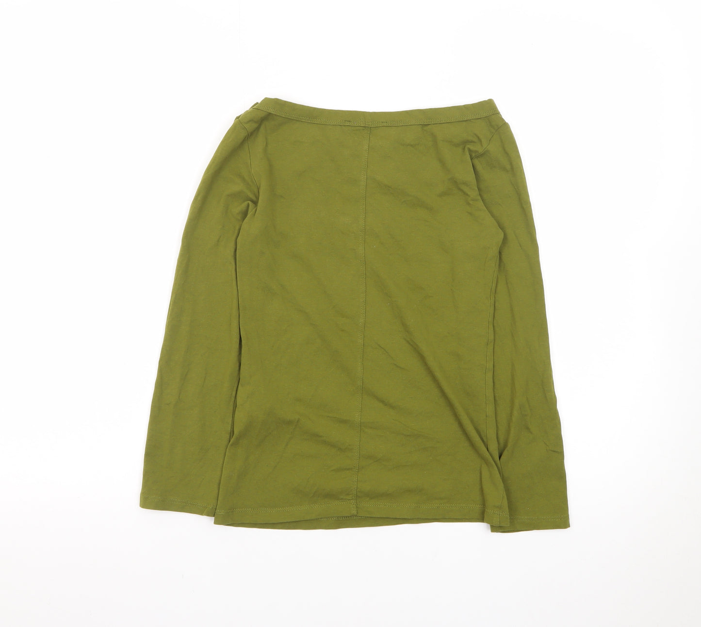 Zara Women's Green Long Sleeve Cotton Basic T-Shirt Size M