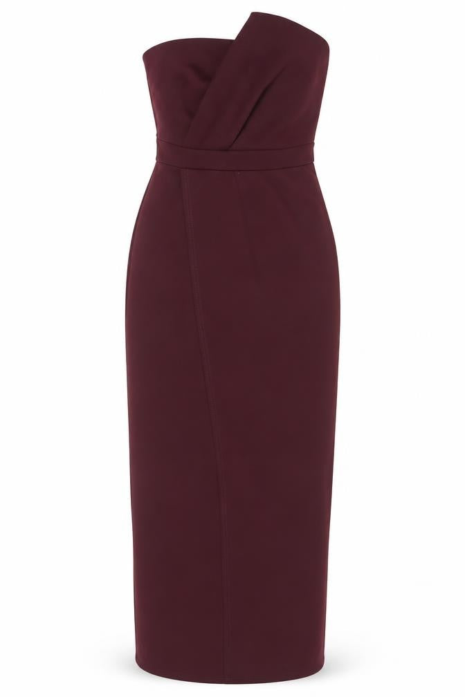 Boohoo Women's Red One Shoulder Bodycon Midi Dress Size 10