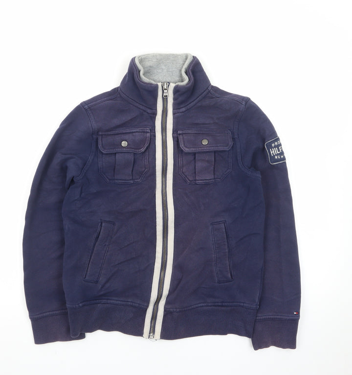 Tommy Hilfiger Boys Navy Blue Zip Up Hoodie Jacket Size 8-10 Years